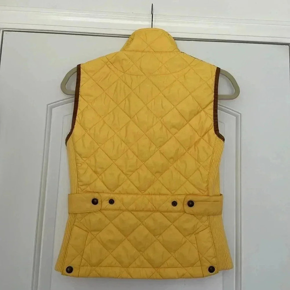 Ralph Lauren Sport Essex Crest Equestrian Vest Quilted Yellow Suede Sz SP - Picture 9 of 9
